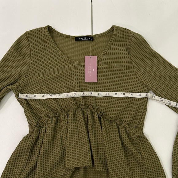 Maverick the collection Waffle Knit Shirts Long Sleeve Peplum Ruffled size XS - Picture 8 of 12